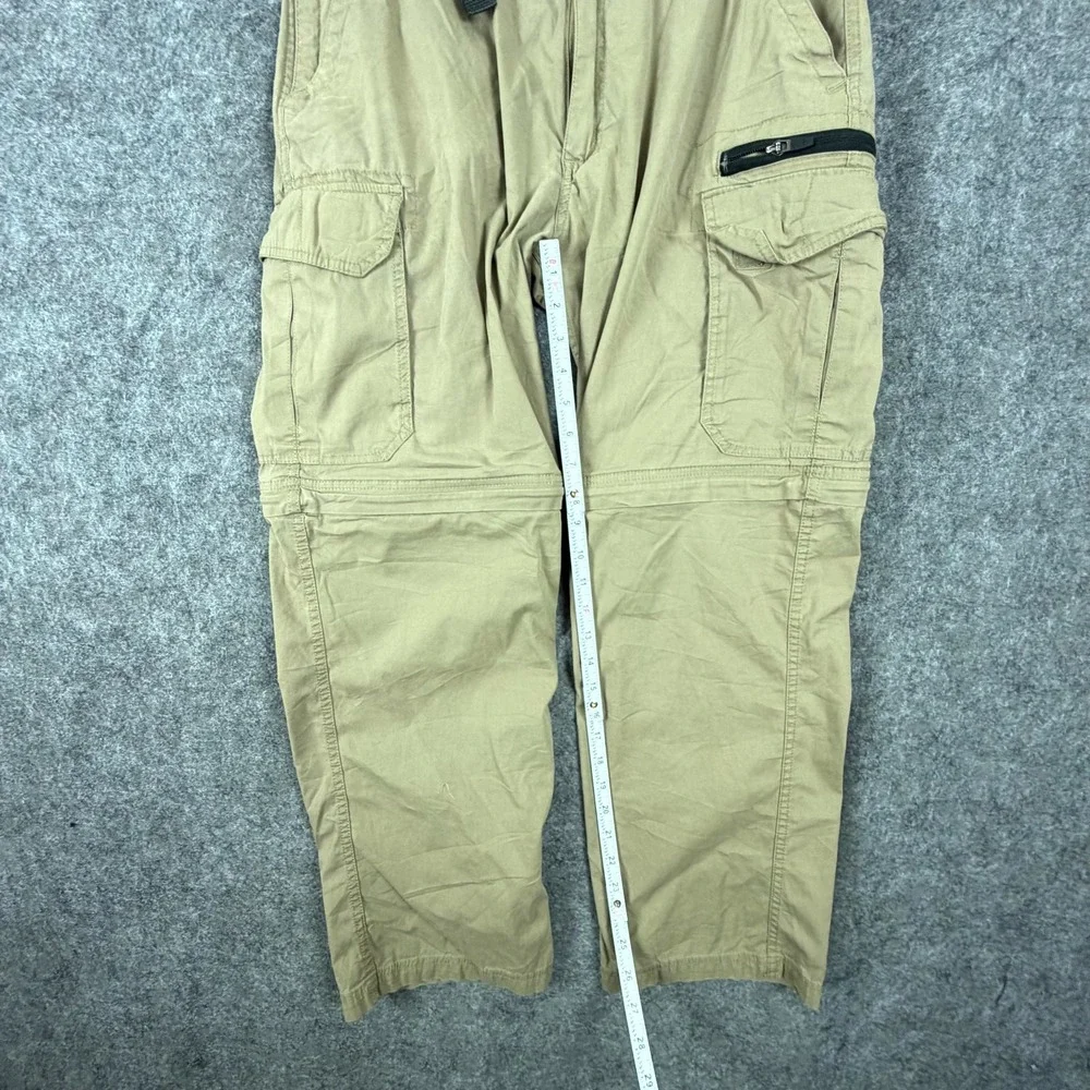 BC Clothing Convertible Cargo Pants Mens Large Khaki Stretch Hiking Belt Webbed
